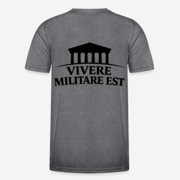 Preview: VIVERE MILITARE EST Regular T-Shirt in grau mit Rückendruck